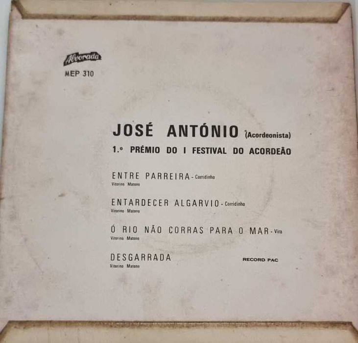 Vinil 45 RPM - José António "Acordeonista"