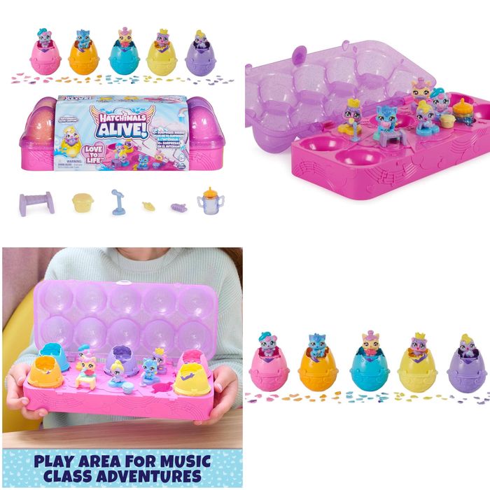 Хетчімалс Hatchimals Миготливі малюки, сімʼя лам, неонові , кошик