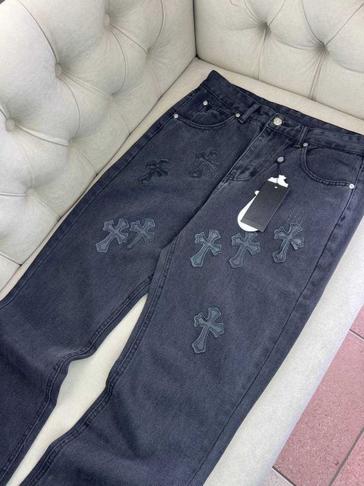 Мужские джинсы Chrome Hearts черные джинсы Хром Хартс d056