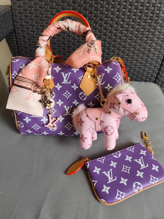 Torebka Louis Vuitton P9 Speedy 25  Bandoulière ametyst + brelok + szalik + portfel