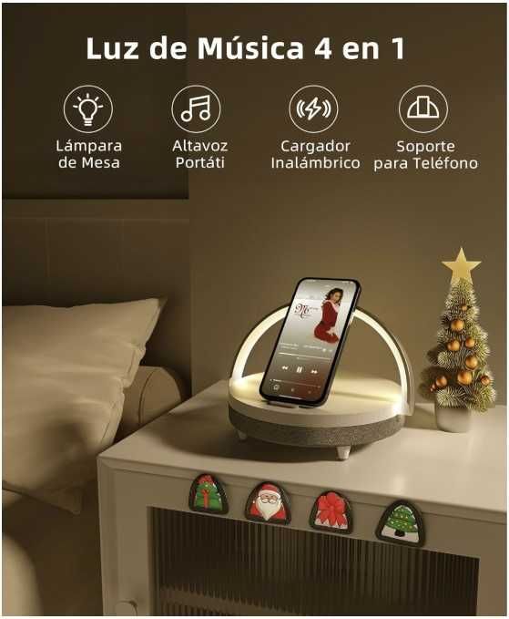 Ezvalo Carregador sem Fios Coluna Candeeiro Wireless