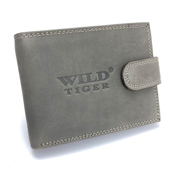 portfel męski skóra nubuk nap wild tiger  - ciemnoszary