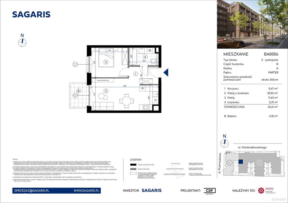 2-pokojowe mieszkanie 42m2 + balkon Bezpośrednio