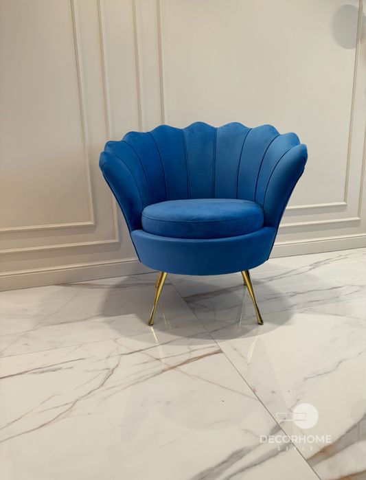Fotel Muszelka welur velvet Glamour Tkaniny do wyboru