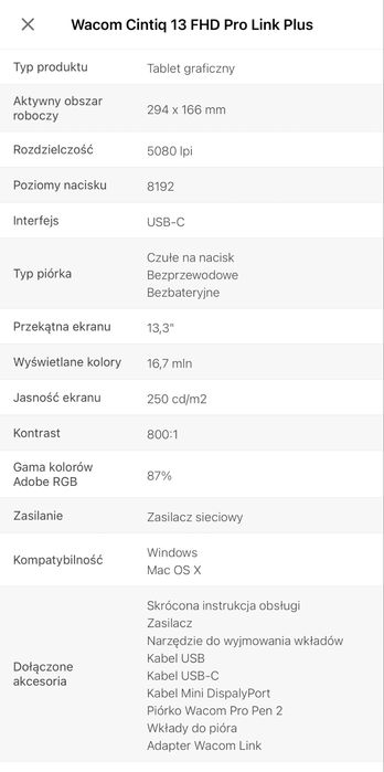 Wacom Cintiq 13 FHD Pro Link Plus