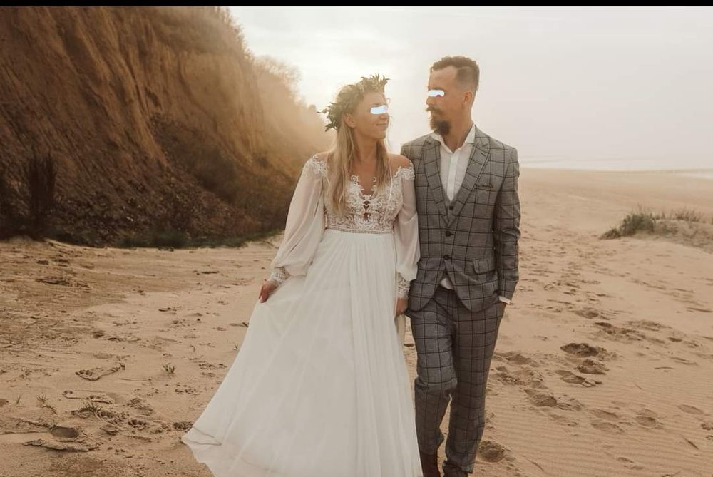 Suknia ślubna boho rustykalna rozmiar M