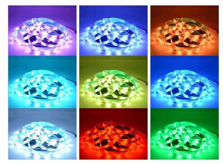 ZESTAW Taśma LED wodoodporna MOCNA z pilotem kolorowa RGB 5m + pilot