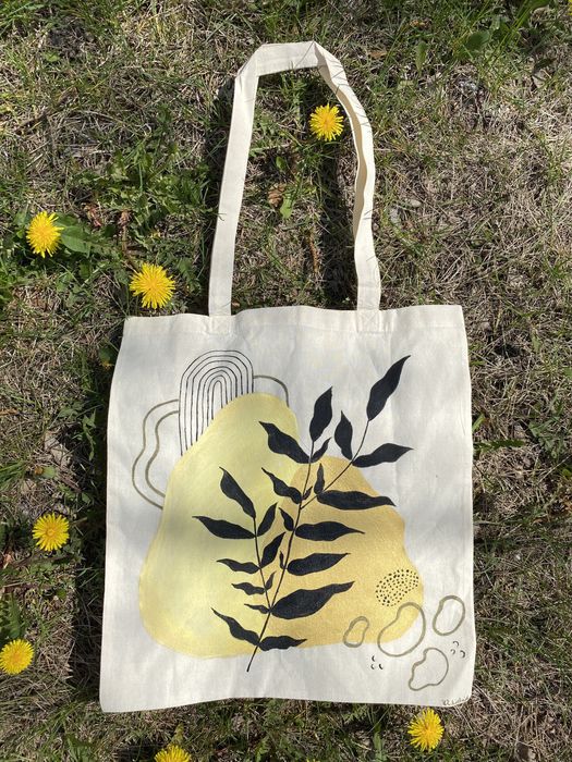 Bawelniana torba eco torebka shopper boho minimalizm liście kwiat
