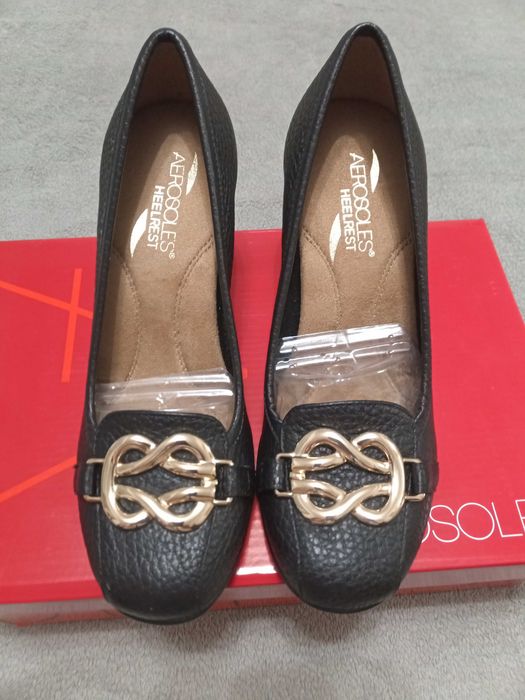 Black Leather Shoes, Size 36 - AEROSOLES - New