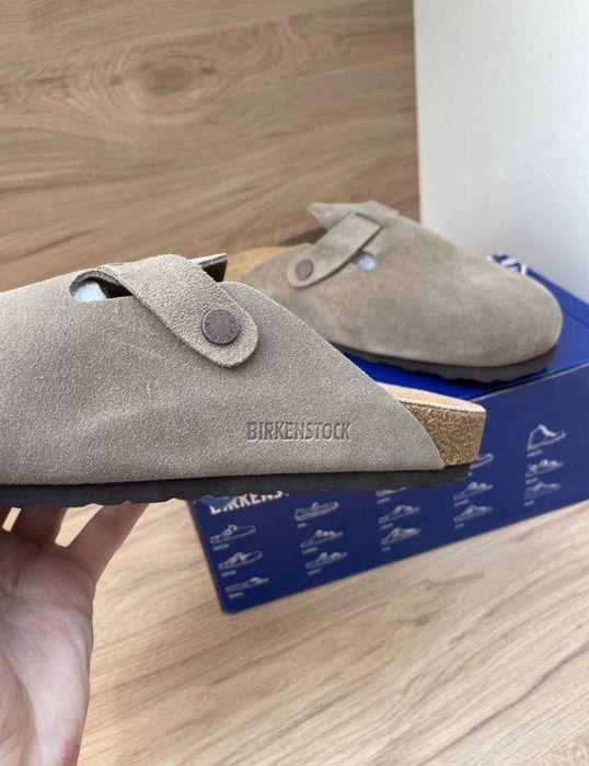 Тапки Birkenstock Boston Beige dark-beige біркеншток бостон унісекс