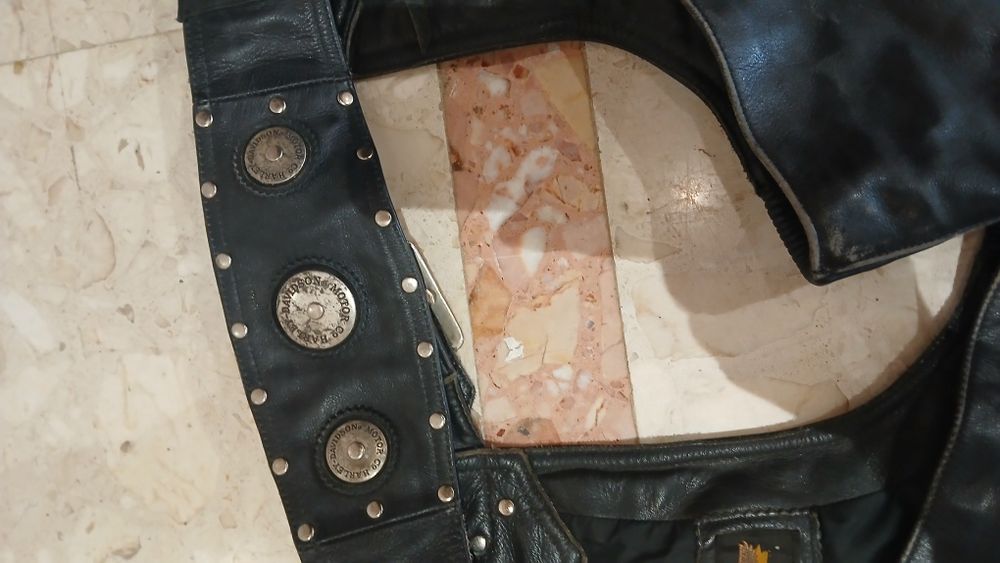 Harley-Davidson calças vintage de cabedal (Chaps)