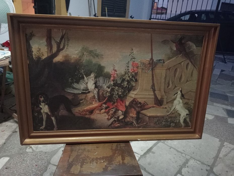 Quadro pintado tema Caça