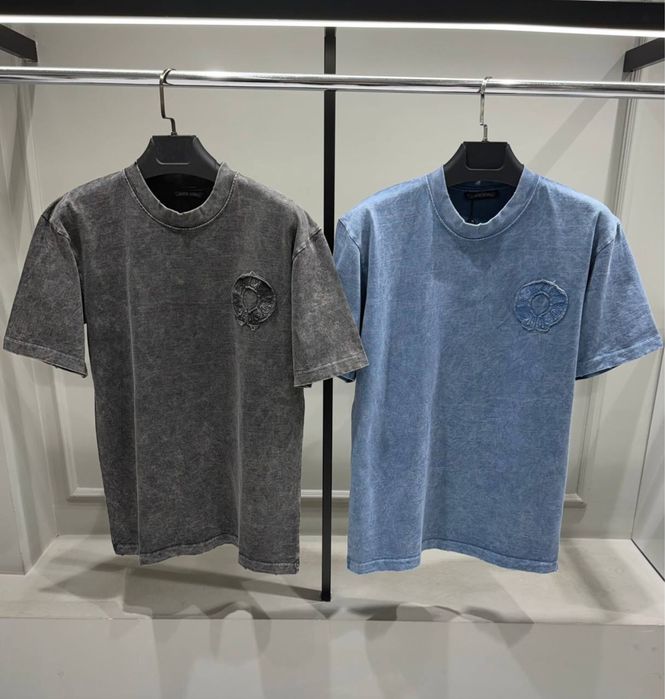 Футболка Chrome Hearts сіра і блакитна футболка хром хартс оверсайз