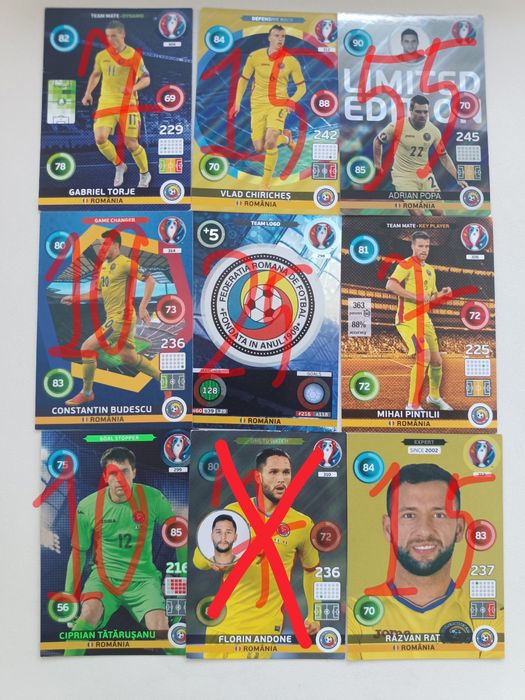 Картки збірної: Чехії Австрії Румунії Бельгії PANINI EURO 2016