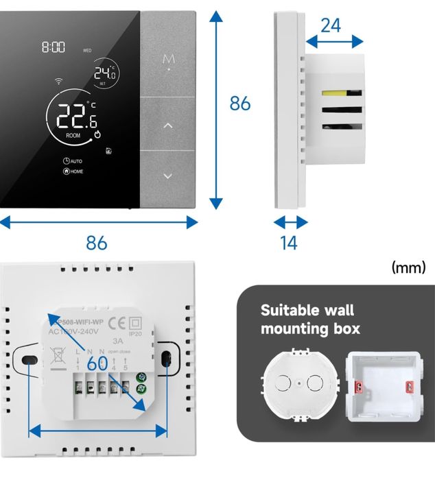 Termostat Beok TGP508-WIFI-EP do elektrycznego ogrzewania
