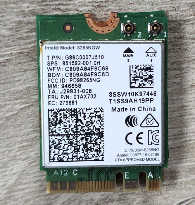 Wi-Fi Intel AC7260, AC7265, 8260, 8265, 9560, AX200, AX201, Apple