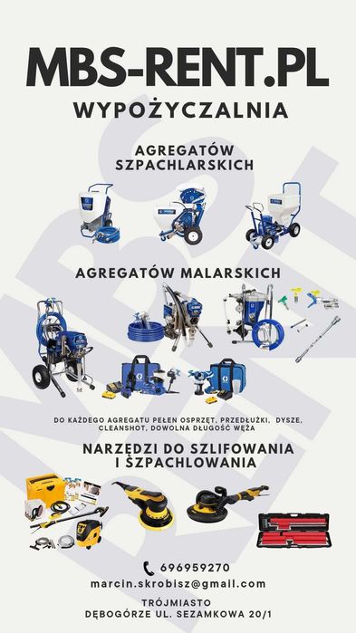 Wypożyczę Agregaty pompy GRACO szpachlarskie malarskie