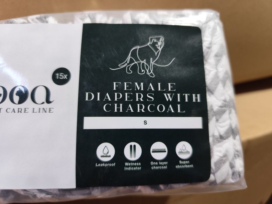 Kooa pieluchy dla psów (suczek) z węglem drzewnym - rozmiar S