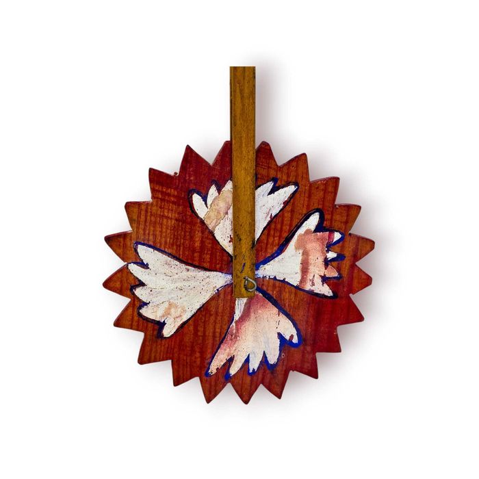 Brinquedo Antigo Artesanal Madeira – Monociclo Mão com Som – Peça Tradicional
