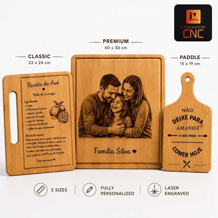 Tábua de Madeira Personalizada | Gravação a Laser