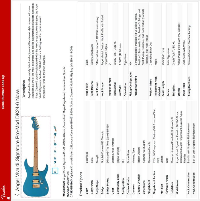 Электрогитара Charvel Angel Vivaldi DK24-6 NOVA (Made in Korea)