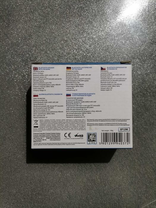 Coluna Bluetooth com Rádio FM Samba ESPERANZA