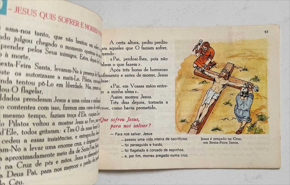 LIVRO DE RELIGIÃO, Ensino Primário 3ª e 4ª Classe.  Edição do Secretariado Nacional da Catequese, 1964 e 1965.