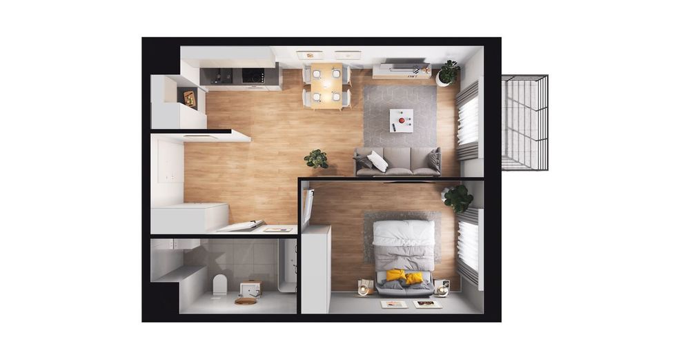 2-pokojowe mieszkanie 42m2 + balkon Bezpośrednio