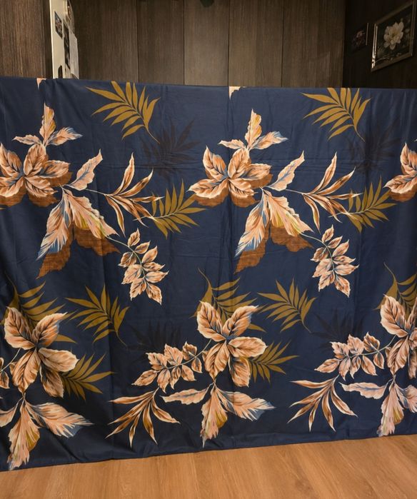Komplet pościeli 160x200cm Granatowy w Liście 4 częściowy