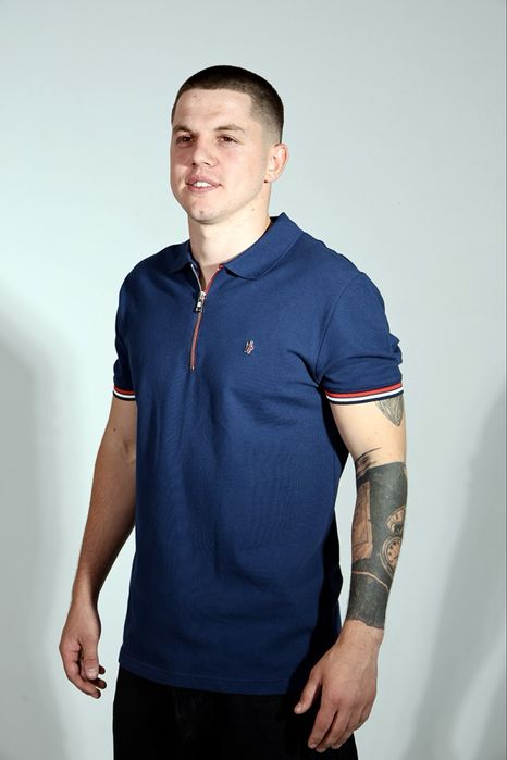 Поло-футболка темно синя Moncler S-2XL