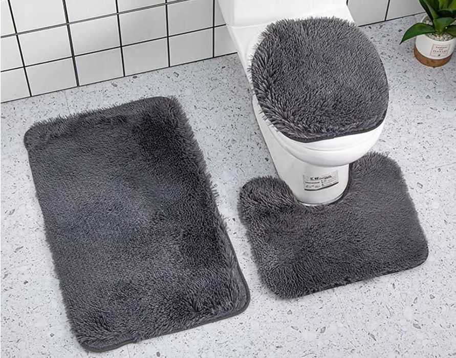 Dywaniki łazienkowe komplet 3 częściowy antypoślizgowy szybkoschnący