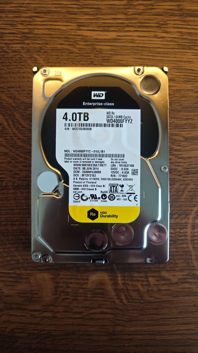 2 sztuki Dysk twardy HDD 4TB WD Re Enterprise SATA WD4000FYYZ 100% OK