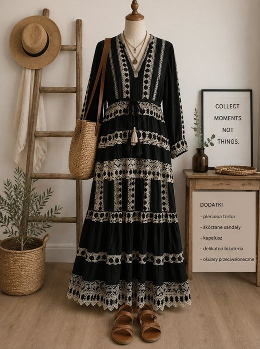 Sukienka letnia maxi lniana Zara s/m
