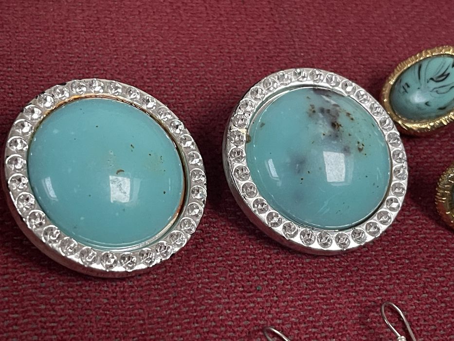 Turkus Stary Zestaw Klipsy Kolczyki z Prl