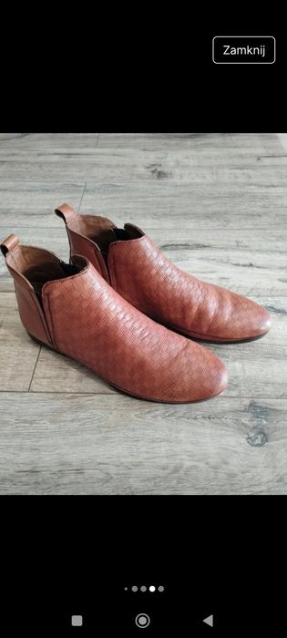 Skórzane buty wiosenne botki 39 Lasocki brązowe karmelowe sztyblety