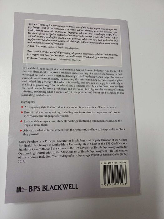 Mark Forshaw - Critical thinking for psychology