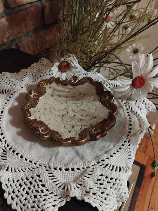 Piekna patera taca azurowa pozlacana