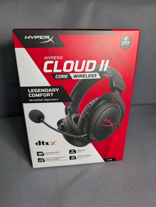 Słuchawki bezprzewodowe, gamingowe HyperX Cloud II Core Wireless - NOWE, bateria do 80h