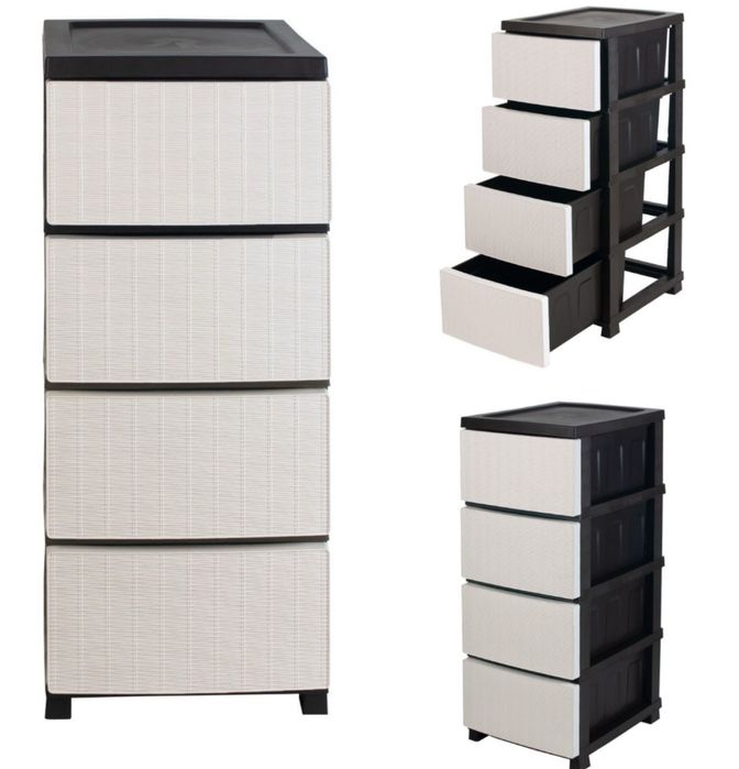 Бело-черный oрганайзер на 4 яруса для школьных вещей и детских игрушек