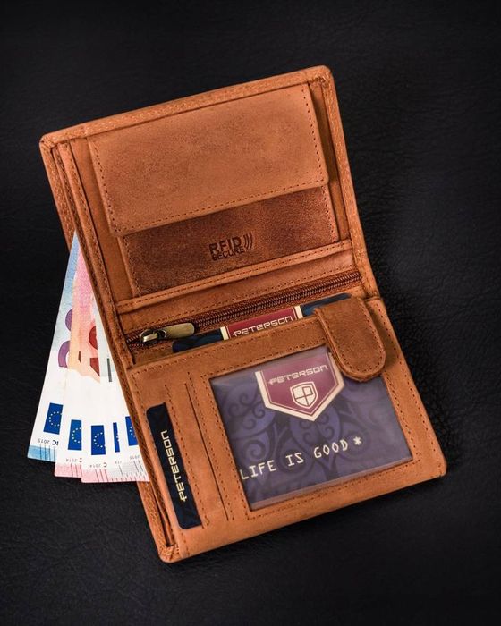 portfel męski bez zapięcia z naturalnej skóry nubukowej - peterson