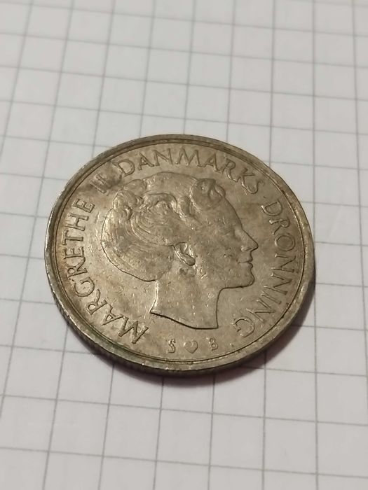 Moeda  1 Krone Coroa Dinamarca 1975