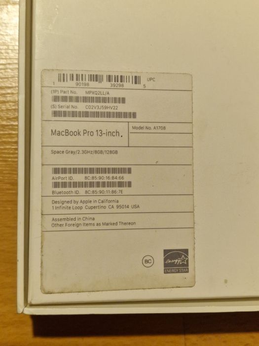 Macbook Pro A1708 uszkodzony