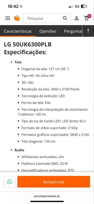 Tv LG para peças