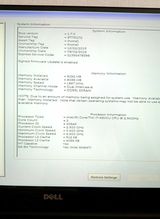 Ноутбук Dell XPS 13 9350 i7 8GB 13.3 QHD+ Touch Під відновлення (Робочий)