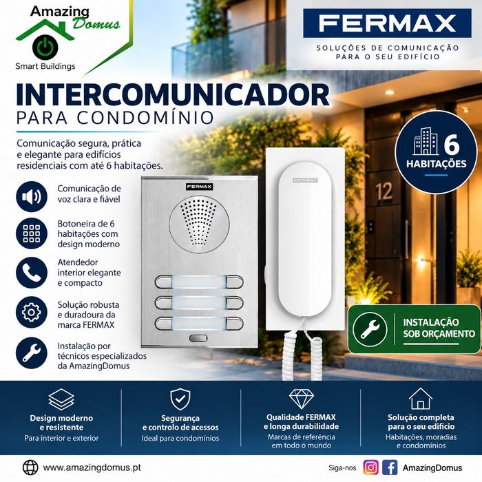 Audioporteiro Intercomunicado para 6 habitações FERMAX - Novo