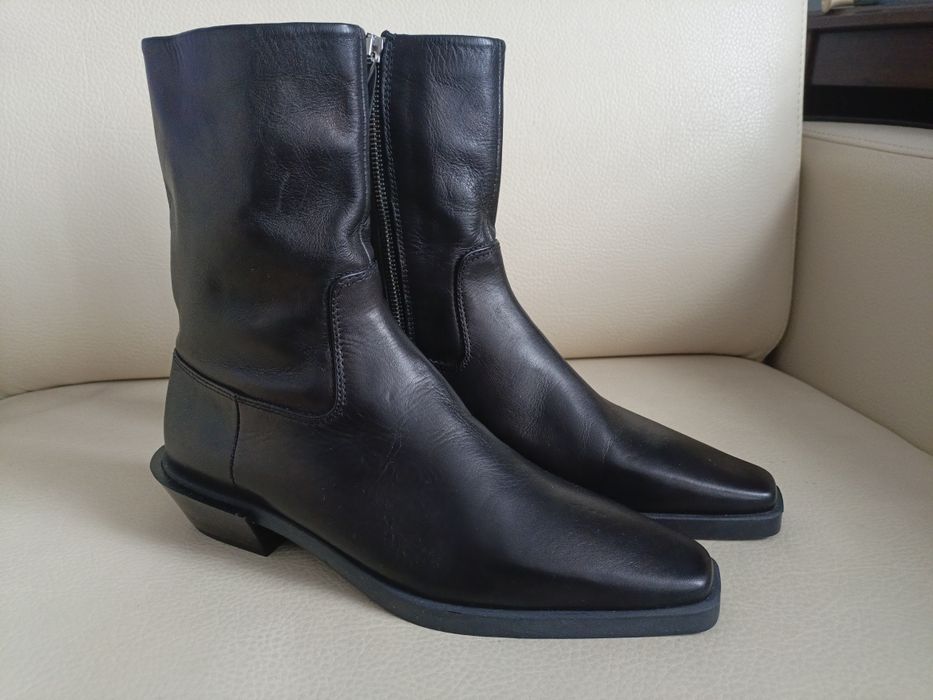 LUX,ZARA, Skórzane botki styl kowbojski 39/25,3cm