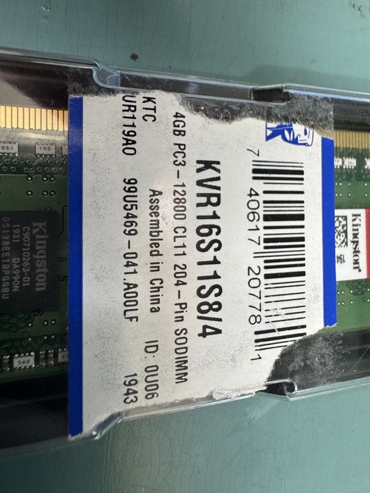 Nowa Pamięć RAM Kingston 4GB DDR3 1600MHz CL11 SODIMM do laptopa (KVR16S11S8/4)