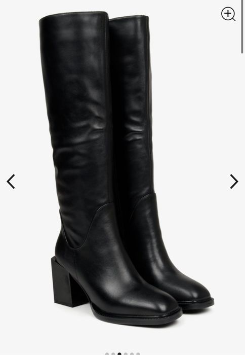 Чоботи демісезонні шкіряні чорні Estro