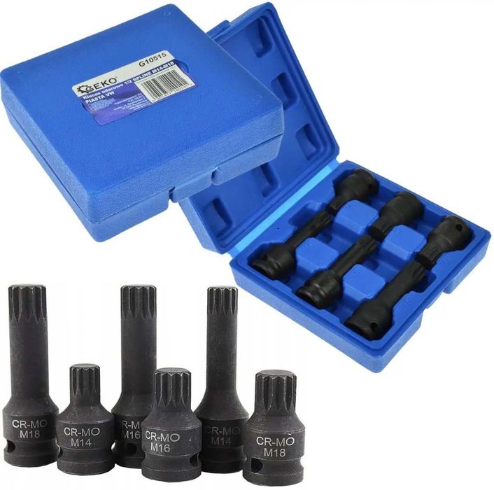Набор ударных головок  1/2  Geko G10513-G10517