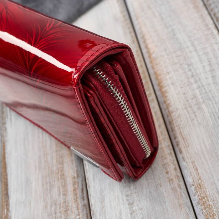 czerwony skórzany portfel damski lakierowany sp-17-rd